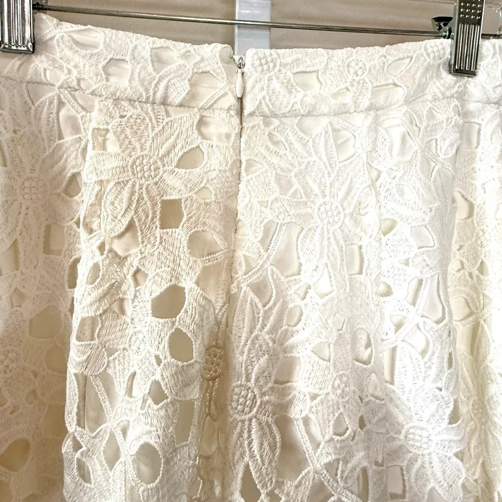 Karina Grimaldi Artemisa White Floral Lace Midi Skirt XS Boho